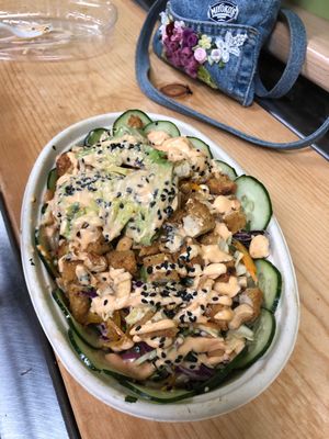 Sesame bowl. Substituted vegan chicken and avocado.  at Soto's True Earth Market in Cambria