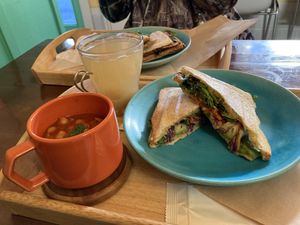 Veggie sandwich, Kimagure soup and ginger drink  at 2525 Homemade Cafe in Fujisawa