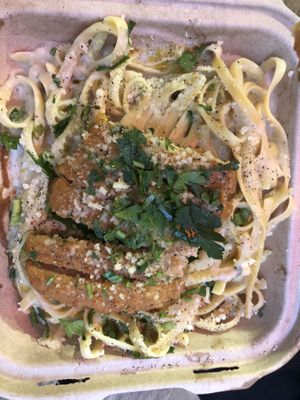 Fettuccine Alfredo with chicken   at Fair Game in Austin