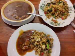 Vegetarian Mock Duck and gravy at Shantung in Jakarta