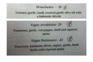 vegan options at La Spiaggia Ristorante in Ocean Shores