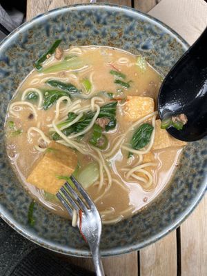 Vegan soy mince ramen with added tofu topping  at Ramen Ramen in Queenstown