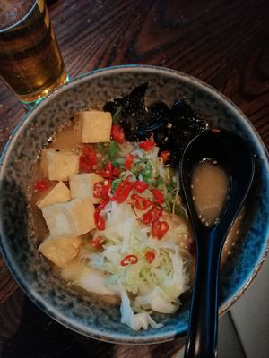 Miso ramen with tofu, mushroom and fresh chilli at Ramen Ramen in Queenstown