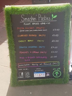 Menu at Smashin' Pasties in Newcastle Upon Tyne