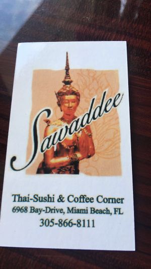 Business card at Sawadee Thai in Miami Beach
