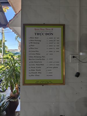 Menu at Thien Y in Cam Ranh