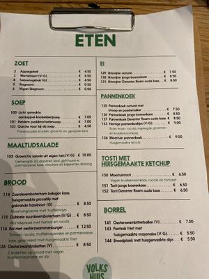 Food menu Jan 2024  at Volkshuis Deventer in Deventer