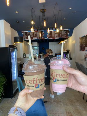  Vegan frozen drinks: chocolate + vanilla berry   at Coffreez  in Mannheim