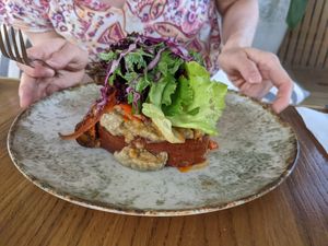 toast with eggplant spread (vânătă) at Trufanda in Iasi