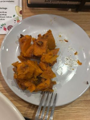 Side of sweet potatoes - not even warm, roasted, seasoned, nothing  at Sleepy Bee Cafe - Blue Ash in Cincinnati
