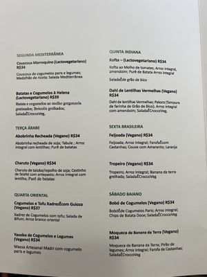 Cardápio  at Crocco Veg in Belo Horizonte