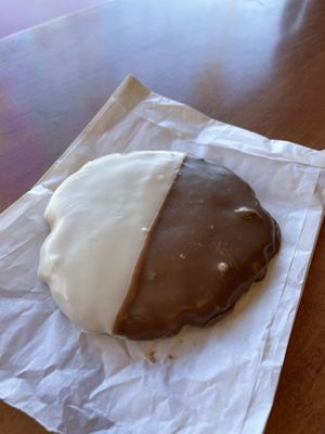 Black and white cookie  at Ben & Esther's Vegan Jewish Deli in Oceanside