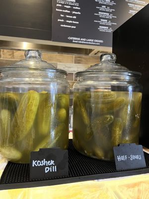 Pickles  at Ben & Esther's Vegan Jewish Deli in Oceanside