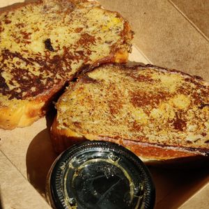 Challah french toast - so fluffy 😭 at Ben & Esther's Vegan Jewish Deli in Oceanside