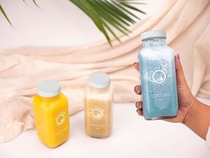 Blue  Pineapple smoothie and more.  😋  at Island Sips Juice & Salads in Lauderhill