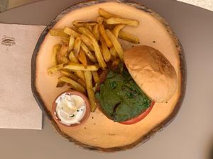 Chickpea and pesto burger   at The Green Affair in Cascais