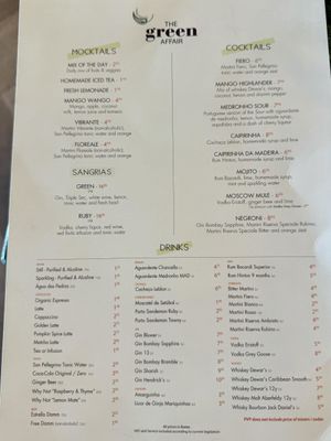 Menu  at The Green Affair in Cascais