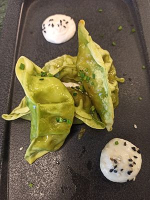 Vegetable gyozas at The Green Affair in Cascais