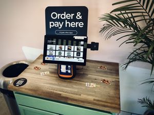 Lonely computer station where you place your order    at The Butcher's Son - Cloud Kitchen in Los Angeles