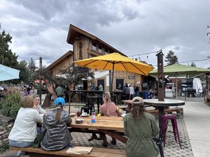 Outdoor seatingg  at Rootbound in Sisters