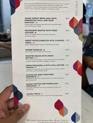 ARAKU’s many marked vegan options. Kidney bean aioli with sour pancake, sweet potato gnocchi, PB and marmalade empanada  #Veganuary at ARAKU Coffee in Bangalore