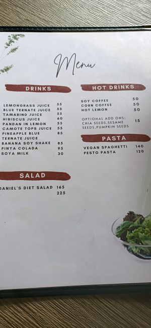 Juice drink menu at Daniel's Diet in Ormoc City