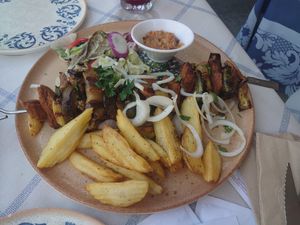 Vegan souvlaki  at Mama Sofia in Rhodes