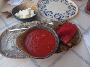 Feta seperatly for my non-vegan bf, we were sharing this starter

Grilled vegetables  at Mama Sofia in Rhodes
