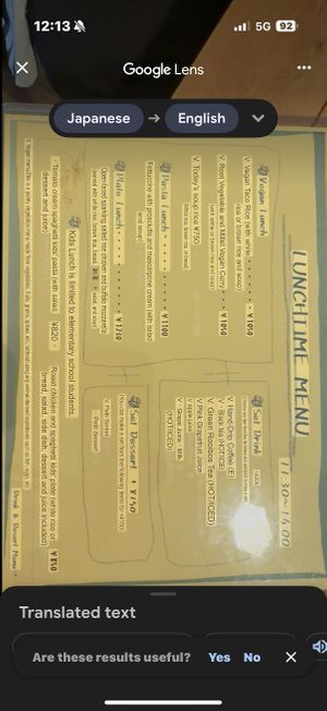 Menu as of Dec 2025. Vegan marked with V  at Cafe Salle a Manger in Nagaoka