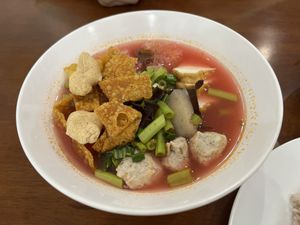 เย็นตาโฟ Yen Ta Fo noodles   at So Vegan in Pathum Thani