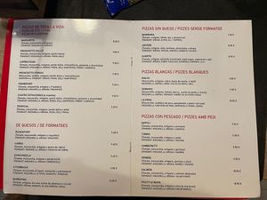 Menu  at La Cibulina in Sant Feliu De Guixols