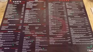 The menu, vegan options marked at La Cibulina in Sant Feliu De Guixols