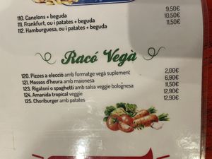 Vegan menu  at La Cibulina in Sant Feliu De Guixols
