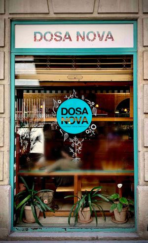 Looking into the eatery at Dosa Nova in Barcelona