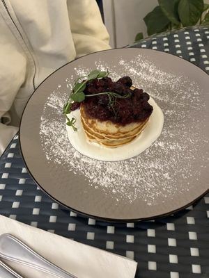 The sweet pancakes, also really good and beautiful  at Antù in Lisbon