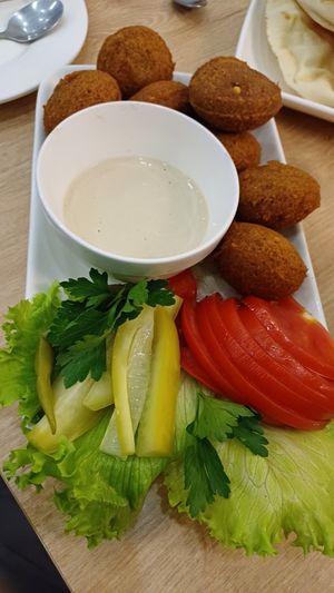 Falafel plate at Falafel Box in Tbilisi