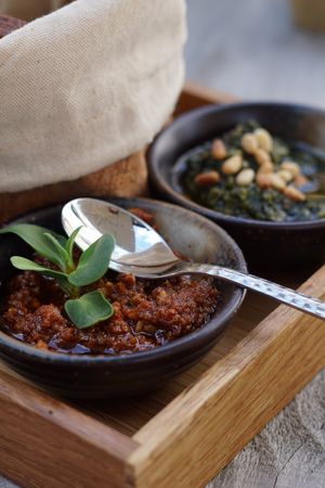 Different spreads with bread. at Joujou Bistro in Bad Duerkheim