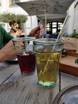 Grape juice with sparkling water. at Joujou Bistro in Bad Duerkheim