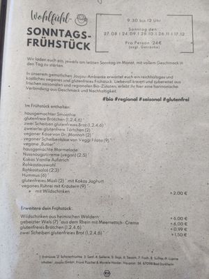Frühstücksangebot at Joujou Bistro in Bad Duerkheim