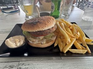 Veggie burger and chipss  at The Best in Corfu