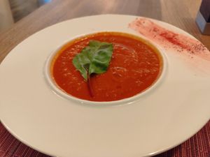 Tomato soup (labelled as vegan on menu) at Pure in Olten
