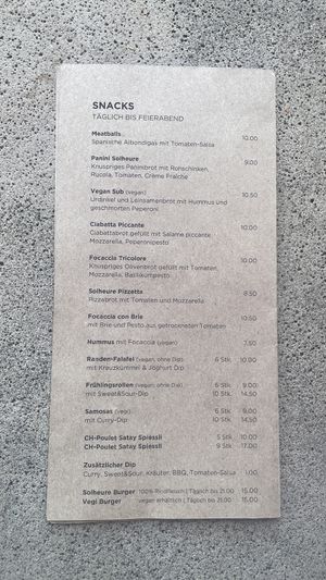 Menu 3/3  at Solheure Bar Restaurant in Solothurn
