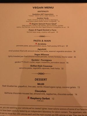 Menu - Apr 2018 at Wynn Hotel - Sinatra in Las Vegas