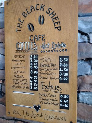 Menu as of August 2024 at The Black Sheep Hostel & Coffee Shack in Killarney