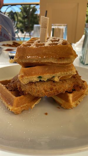 Gardein chicken and waffles  at Wynn Hotel - Terrace Pointe Cafe in Las Vegas