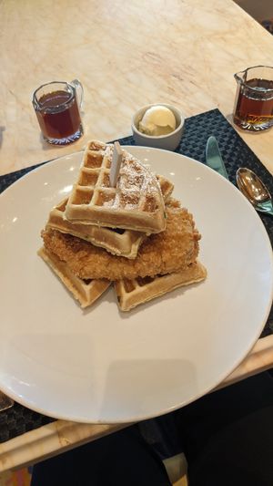 Gardein chicken and waffles at Wynn Hotel - Terrace Pointe Cafe in Las Vegas