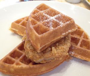 vegan Chicken n' Waffles at Wynn Hotel - Terrace Pointe Cafe in Las Vegas