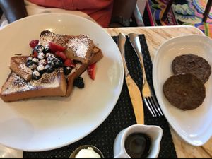 French Toast and side sausage at Wynn Hotel - Terrace Pointe Cafe in Las Vegas