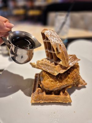 Chickn waffle at Wynn Hotel - Terrace Pointe Cafe in Las Vegas
