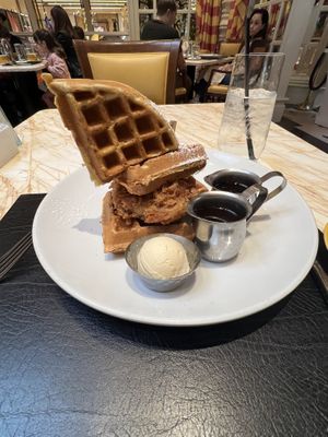 Chicken and waffles  at Wynn Hotel - Terrace Pointe Cafe in Las Vegas